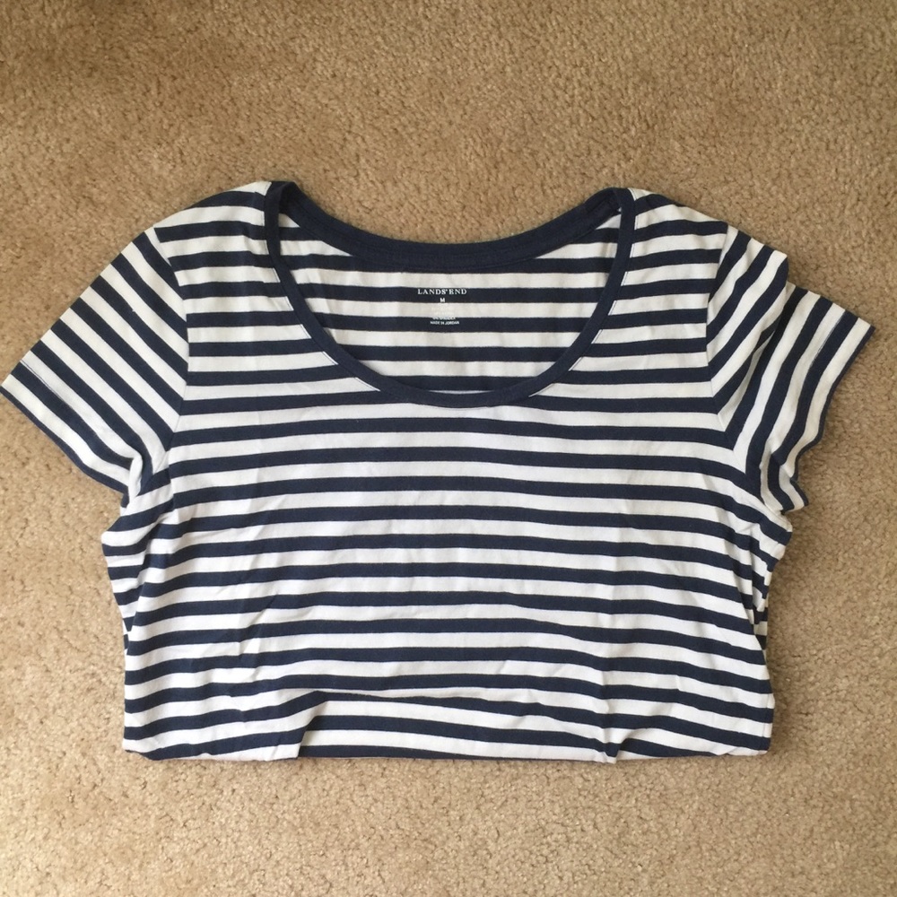Lands End Blue stripped shirt